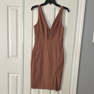 Charlotte Russe Tan Sleeveless Midi Dress